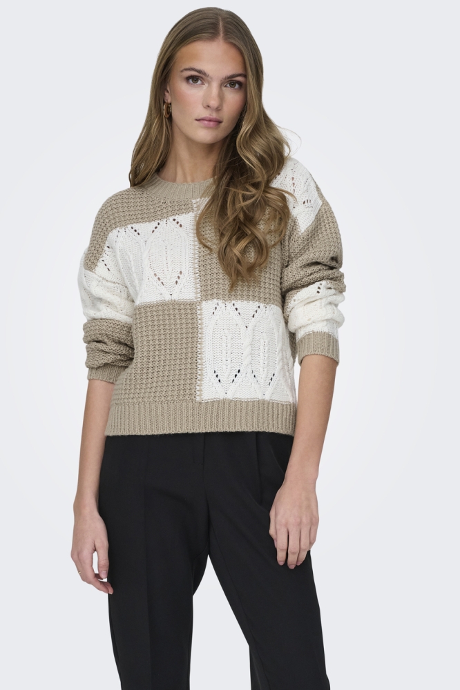 JDYJUSTY L/S MIX STRUCTURE PULLOVER 15276930 CEMENT/CEMENT